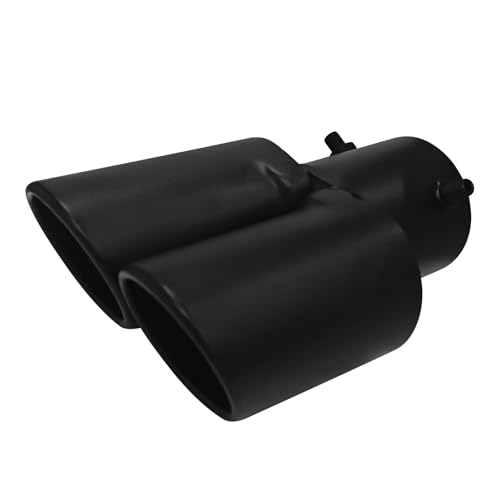Eponcia Dual Exhaust Tip 2.5' Inlet, Escapes Deportivos Para Carro, Car Exhaust Tip Pipe Double Outlet Straight Muffler Tailpipe Tips with Screw, Bolt-on Exhausts Pipe Modification Accessories(Black)