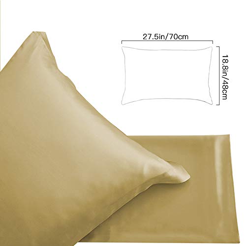 Copper Infused Pillowcase for Fine Lines/Wrinkles Reduction & Hair Smoothing Made of 100% Copper Oxide Fiber,Natural Beauty and Clean Environment,Anti-Aging for Sleeping Acne Prone Skin (1, Golden)