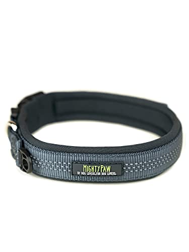 Mighty Paw Dog Collar - Neoprene Padded - Reflective for Night Runs - Extra Comfort for Active Dogs - Comfortable Collar for Dogs - Padded Collar for All Dog Breeds - Running Dog Collar - Sport Collar