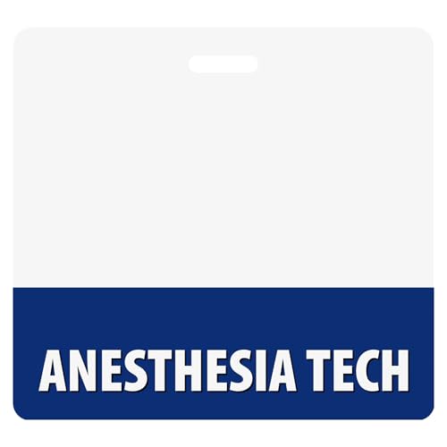 Anesthesia Tech Badge Buddy Horizontal Navy Blue Heavy Duty 1 Pc - Spill & Tear Proof Cards - 2 Sided USA Printed Quick Role Identifier ID Tag Backer by BadgeZoo