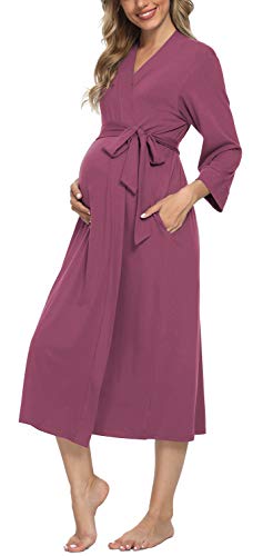 Image of Xpenyo Women's Maternity Sleepwear,Labor/Delivery/Nursing/Hospital Nightgown Kimono Robes Long Pregnancy Loungewear
