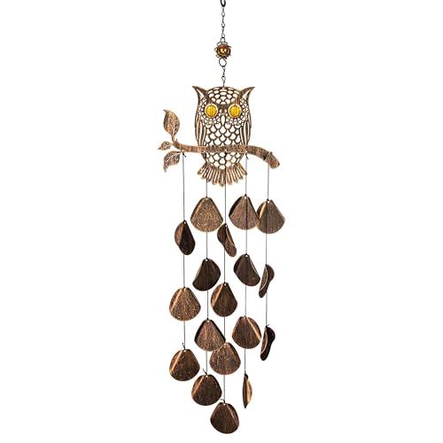 VP Home 30-inch Rustic Copper Tribal Owl Wind Chimes for Outside Unique Tribal Owl Windchimes Outdoor Decorations Garden Decor Gift for Women, Mom, Grandma, Unisex