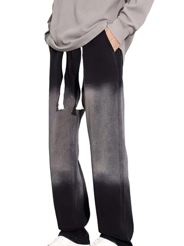 Men's Y2K Straight-Leg Jeans Loose Wide-Leg Retro Distressed Casual Denim Pants Street Style Harajuku Clothing