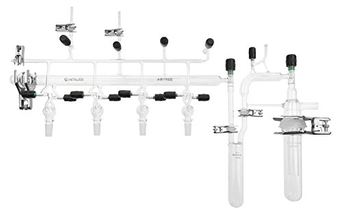 Chemglass AF-0451-01 Series AF-0451 Vacuum Manifold, Right Handed Trap Assembly, Airfree, Schlenk, Double Bank, 4-Port
