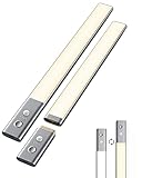 EZVALO 2er Schrankbeleuchtung Abnehmbare Batterie 128LED Dimmbar Unterbauleuchten Küche Schranklicht mit Bewegungsmelder Wiederaufladbar Nachtlicht für SchrankleuchtKüche [Energieklasse A+++]