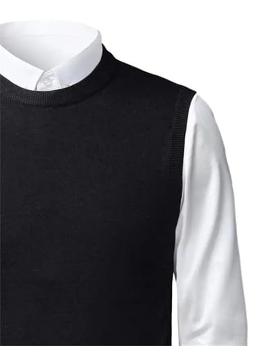 Mnjyihy Men's Thermal Sweater Vest Fall Winter Round Neck Sleeveless Pullover Sweater Business Knitted Vest4