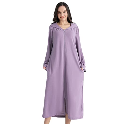 Robe de Chambre Femme Longues Peignoir Homme Couples Pyjamas pour Femmes et Hommes, Chemise de Nuit Longue Vêtements de Nuit Robe de Bain Femmes Chemise de Nuit de Voyage ( Color : Purple , Size : Men