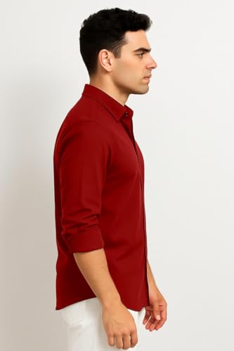 Image of Men's Casual Cotton Blend Shirt | Regular Fit | Full Sleeve | Solid Design