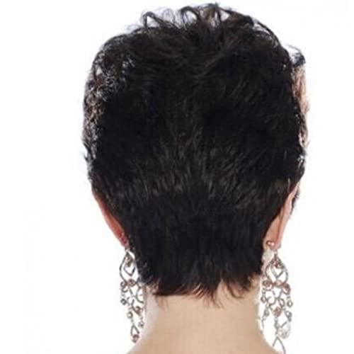 Perruque de fibres chimiques marron à micro-boucles courtes pour femmes - 5