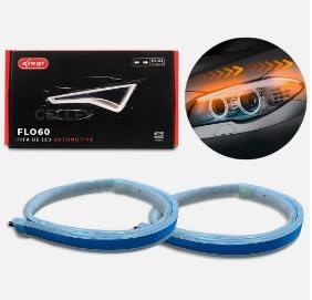 2 Peças DRL 60Cm Luz Diurna 12V Guia de Tubo Flexivel Macio LED para Carro Turn Signal/ÂMbar (Branco