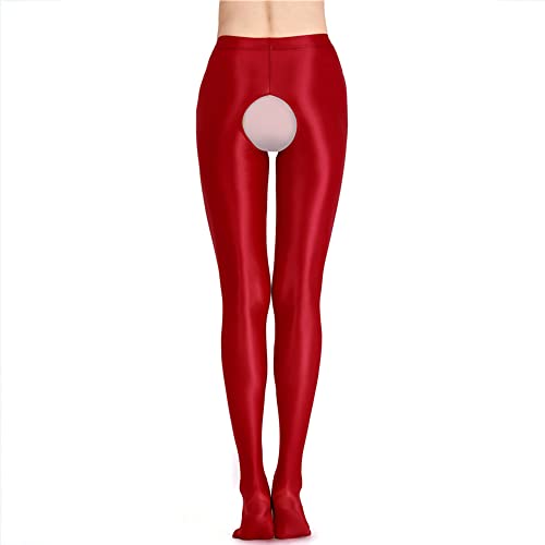 Image of cloudmall Women Sexy Semi Opaque Pantyhose Running Tights Yoga Leggings Oil Shiny Stocking