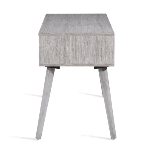 Image of Elara TV Unit Engineered Wood Cabinet with Solid Wood Legs | Scandinavian Modern Design with Spacious Storage | Dual Drawer Entertainment Console - Columbia Oak