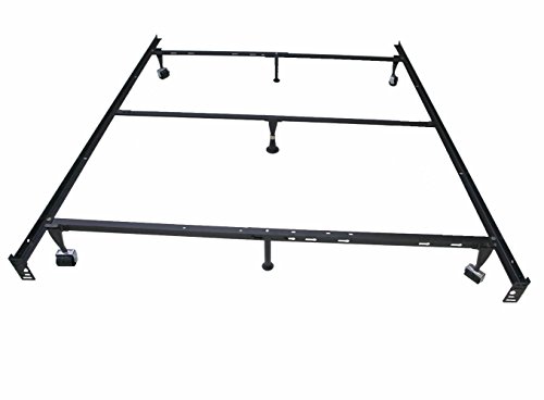 Kings Brand 7-Leg Super Duty Adjustable Metal Bed Frame (Queen/Full/Xl/Twin/Xl) With Center Support Bar & Rug Rollers&Locking Wheels #TOP1