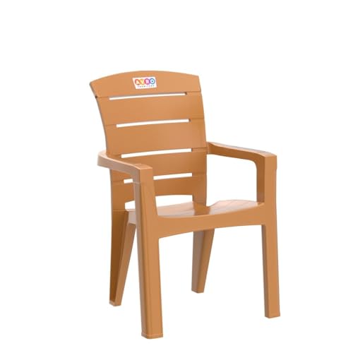 Image of AVRO Plastic Chairs | Set of 4 | | Matt Pattern | Plastic Chairs for Home, Living Room| Bearing Capacity up to 200Kg | Strong and Sturdy Structure | 3 Years Guarantee, Amber Gold