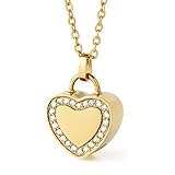 [ASHIFA] 遺骨 ペンダント ストーンハート 手元供養 納骨セット付 金属アレルギー対応 安心 全3色 日本製 遺骨カプセル 遺骨入れ 遺骨 ネックレス 遺骨 アクセサリー ステンレス製 メモリアルペンダント (ゴールド)