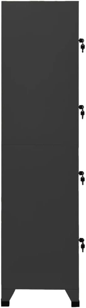 Anthracite Steel Tall Locker Cabinet with 4 Secure Locking Doors and 4 Roomy Compartments for Office Storage, Durable Metal Cabinet for Utility Room Organization