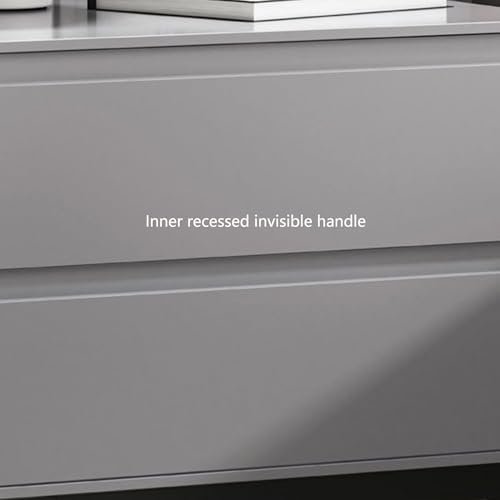 Modern Solid Wood Nightstand with 2 Drawers - Stylish Bedside Table & Storage Cabinet with Metal Legs - Versatile End Table for Bedroom, Living Room, Office - Durable & Functional