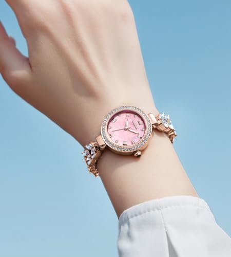 Image of OLEVS Diamond Watch for Women Luxury Dress Rose Gold Bracelet Casual Elegant Waterproof Date Ladies Quartz Wrist Watches