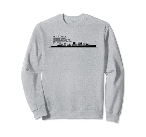 H.M.S. Ajax British WW2 Cruiser Ship Infographic Sweatshirt