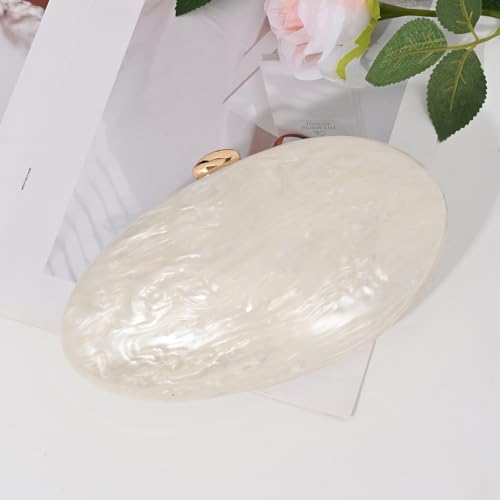 Image of Pearl Clutch Purses For Women,Shell Acrylic Handbags Evening Bag Purse Small Shoulder Crossbody Bags Wedding Designer