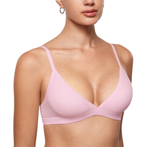 Image of INLYRIC Women's Inbarely Triangle Bralette Plunge Unlined Seamless Bra No Underwire Sexy Comfortable Everyday