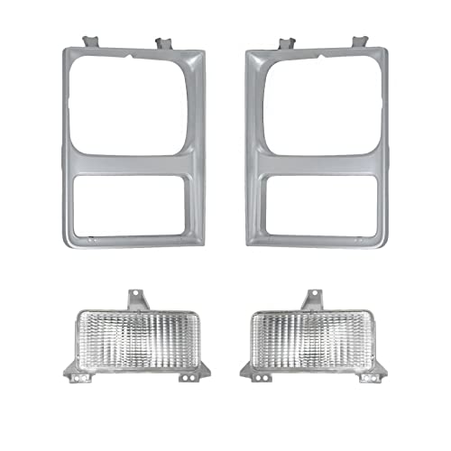 Headlight Lamp & Bezel Parking Light Kit Set of 4 Compatible with 85-88 Chevy GMC Pickup SUV