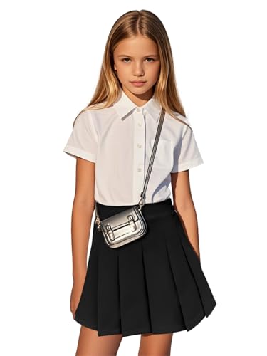 Yesfashion Saia plissada cintura alta cintura elástica uniforme escolar minissaia infantil tênis gol