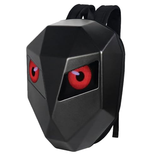 Asixxsix LED-Rucksack, Bluetooth APP Steuerung LED-Motorrad-Rucksack mit DIY programmierbarem Vollfarbbildschirm, USB wiederaufladbare wasserdichte Hartschalen-Helmtasche für Motorradfahren