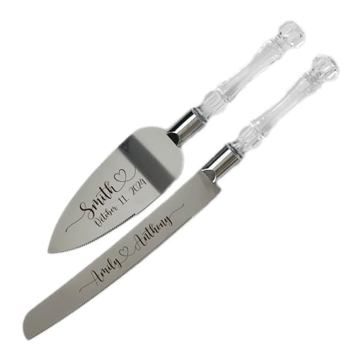 Wedding cake knife and server set, Personalized knife and server set,Vintage knife and server set, Silver knife and server set, Elegant knife and server set Engraved knife and server set (patern 4)