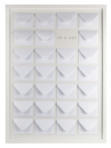 Ginger Ray Wedding White Wooden Frame Alternative Guest Book Envelopes and 27 Cards