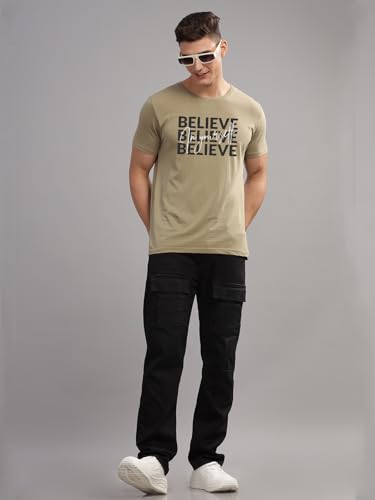 Image of ADRO 100% Cotton Lycra Tshirts for Men Combo Pack of 3 | Regular Fit | Printed T Shirt | Round Neck Half Sleeve| Mens Tshirts