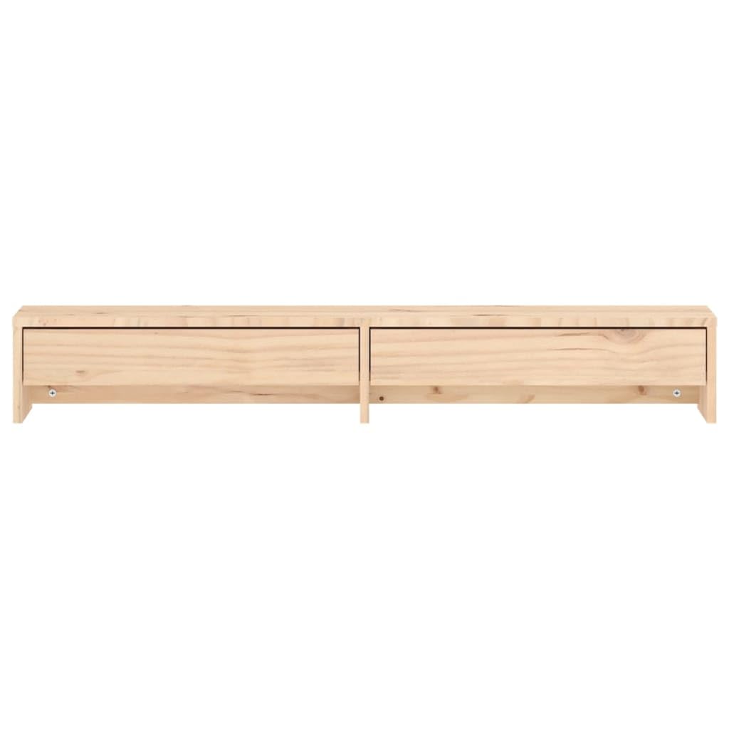 Supporto per monitor in legno di pino massiccio, 100 x 27 x 15 cm, ergonomico, per scrivania per computer, scrivania, PC, supporto con spazio e cassetti, per ufficio, casa, gaming