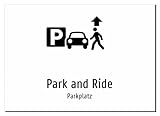 Park and Ride - Parkplatz – Aluminiumschild A4: 297x210mm – Mit Grafik und Text