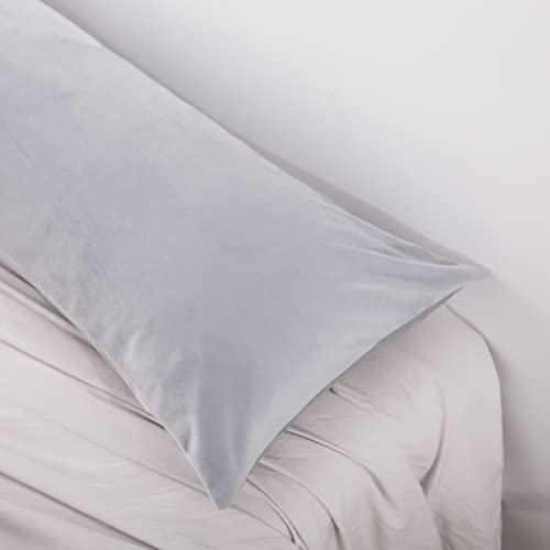 Zippered Velvet Body Pillowcases, Super Soft Cozy Pillow Cover, Luxury Fuzzy Flannel Long Pillow Cases With Zipper, 20X54 Inches, Light Grey #TOP5