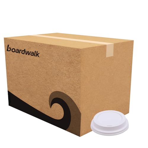 Boardwalk Deerfield Hot Cup Lids, Fits 10 oz to 20 oz Cups, White, Plastic, 50/Pack, 20 Packs/Carton by Boardwalk - Used condition - US$22.36