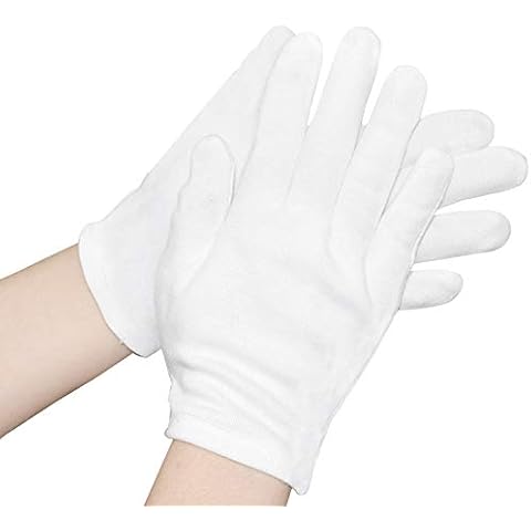 DXIA 30 Pcs White Cotton Gloves, Soft Lightweight Work Gloves, Women Men Cloth Gloves for Eczema, Cosmetic Moisturizing Coin Jewelry Inspection Hand Spa, Archival Inspection, Large Size 23cm Cover