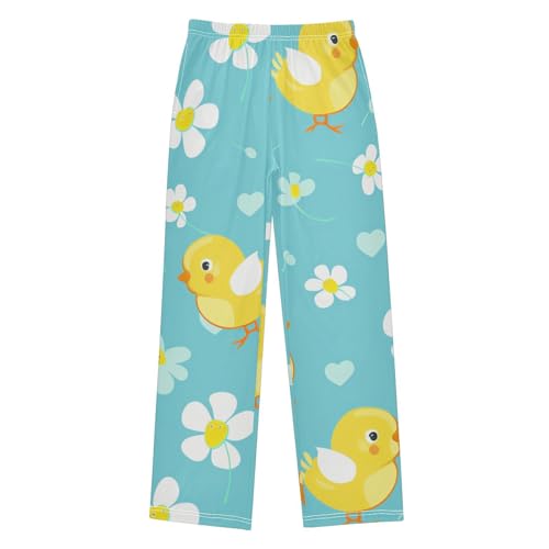 ZZXXB Lovely Chick Flowers Boys Long Pants Soft Trousers Elastic Waist Kids Lounge Bottoms with Pockets S-XL