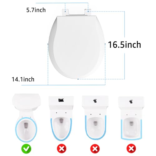 Image of Toilet Seat Round 16.5 Inch, Quick Release & Soft Close, Anti-Slip Never Loosen, Easy Clean, White, PP Material