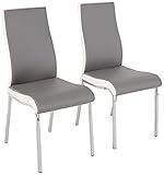 Target Marketing Systems Nora Chrome Plated and Faux Leather Retro Dining, Set of 2 Chairs, Gray/White