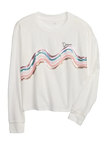 GAP Girls' Long-Sleeve Graphic Tee T-Shirt with Dropped Shoulder