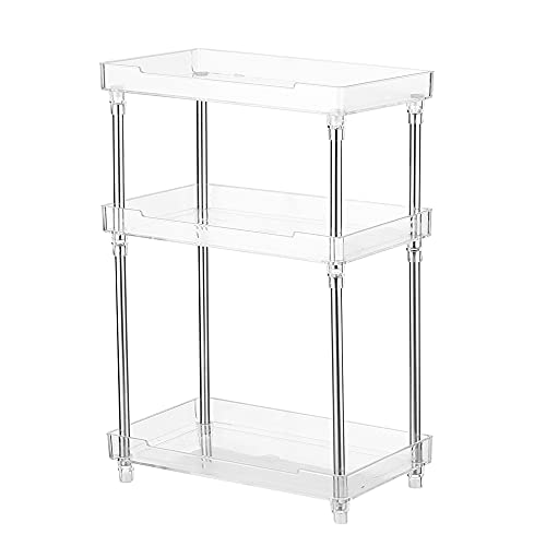 3 Tier Transparent s Storage Organizer 3 Layers Makeup Storage Rack Seasoning Bottle Holder with Stainless Steel Tube for Home Living Room Bedroom Bathroom Kitchen