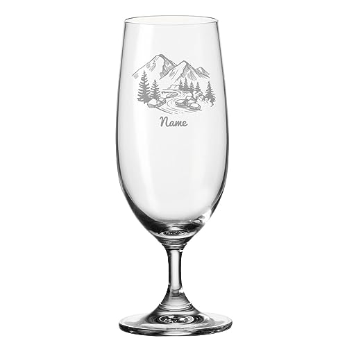 Leonardo - Vaso de cerveza con grabado - Mountain - Personalizado con nombre - Tulipán de cerveza como regalo - Idea de regalo para hombres - Regalos para papá para el Día del Padre - 280 ml
