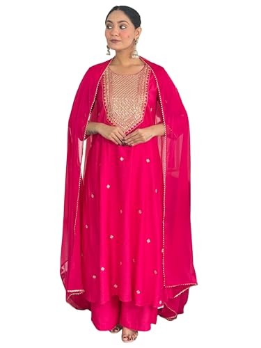Pantalon droit brodé GoSriKi coupe flatteuse anti-frottement ensemble rose taille M