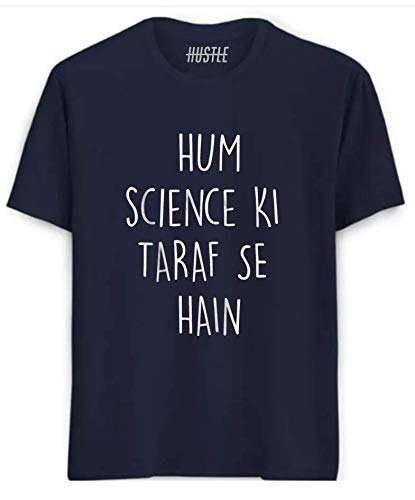 Hustle Bustle Hum Science ki taraf se hai Unisex Printed Tshirt for Men Printed Graphic Slogan t-Shirt or Men and Boys Half Sleeve Beard t-Shirts for Men