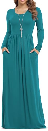 Image of VIISHOW Women's Long Sleeve Loose Plain Maxi Dresses Casual Long Dresses with Pockets