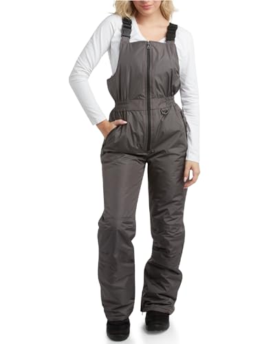 URBAN REPUBLIC Womens Snow Bibs - Insulated Waterproof Snow Bib Warm Overalls for Women - Size Up for Ideal Fit (Sizes S–XL), Size Large, Charcoal