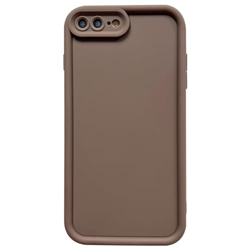 Image of Puxicu Slim Case for iPhone 8 Plus, Enhanced Camera Protection, Shockproof Skin-Friendly Touch Soft Case Cover for iPhone 7 Plus Phone 5.5 inch, Coffee