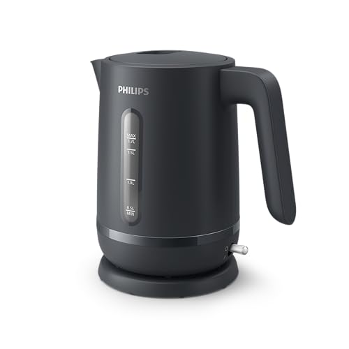 Philips Kettle - 2200W 1.7L 360 pirouette base On/Off LED light Auto Shut-off Removable filter Cord storage Charcoal Grey - HD9314/90