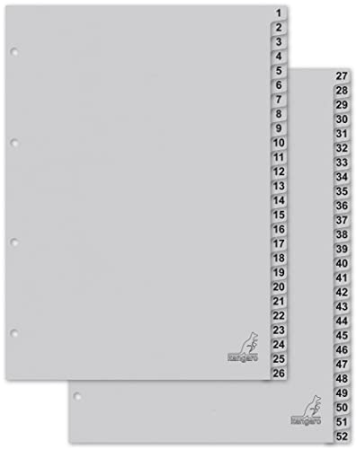 Intercalaires Carton A4 Chiffrés 1-10 Kangaro - 180g/m² Gris Recyclé