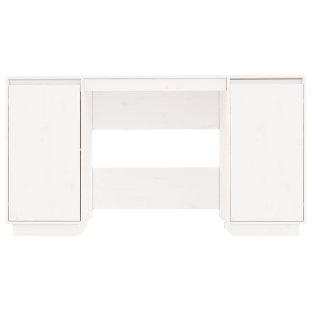 Bureau Blanc 140x50x75 cm Bois Massif de pin,Bureaux,26.83kg-814325